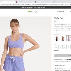 Vuori Daily Bra (ultra violet, size S)
